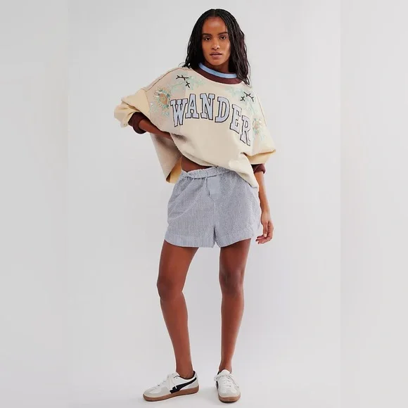 Free People Bali Day Dreams Wander Beaded Patchwork Crew Pullover Sweatshirt | M - Picture 2 of 9